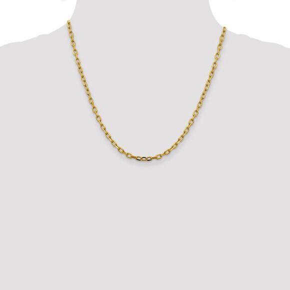 3.75mm 14k Yellow Gold Hollow Open D/C Cable Chain Necklace, 20 Inch